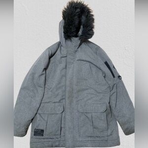 Hollister Gray Winter Jacket Men with Logo XL